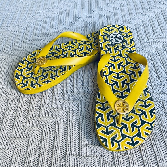 Tory Burch Shoes - Tory Burch yellow flip-flops, size 6.5